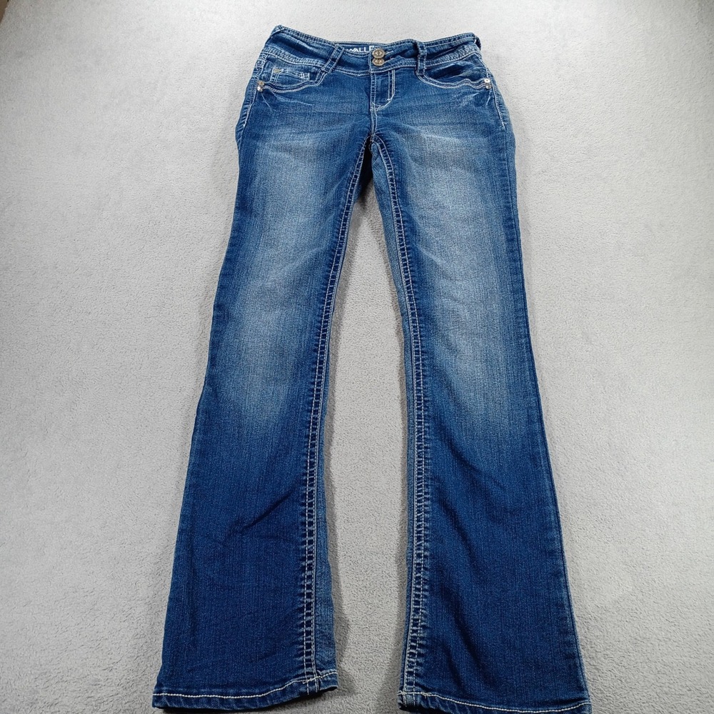 WallFlower Womens Luscious Curvy Bootcut Jeans Medium Wash 26 Contrast Stitch
